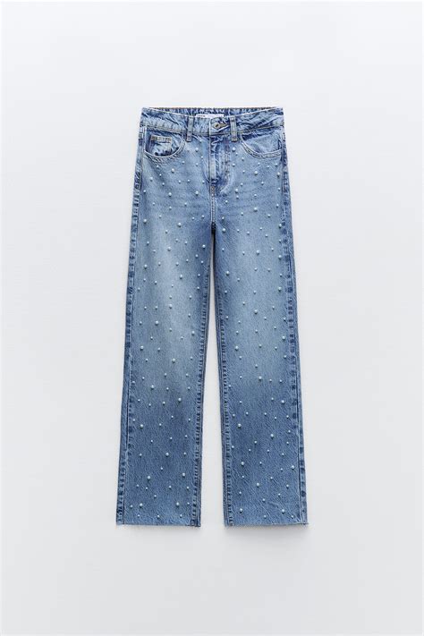 zara jeans mit glitzer|zara relaxed jeans.